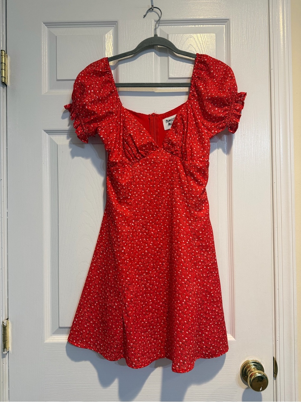 Princess Polly Red Puff Sleeve Mini Dress